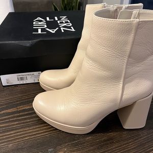 Bone colored, block heel, Naturalizer Bootie